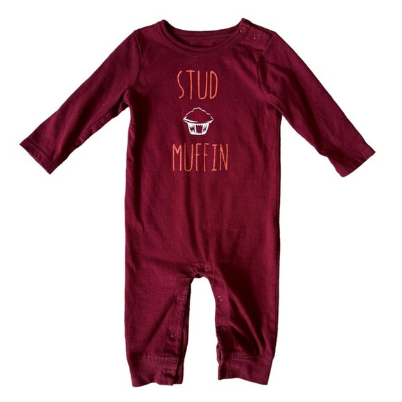 Cherokee Baby Romper Stud Muffin Maroon 6-9M Cotton - Picture 1 of 2